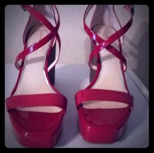 Red Patent Jessica Simpson Wedges